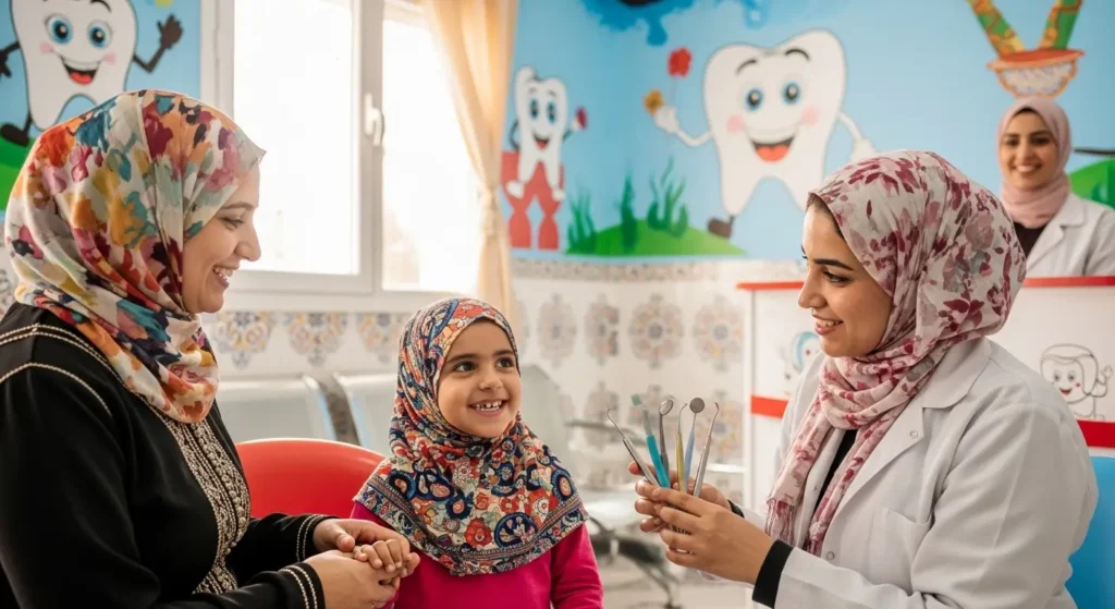 Consultation dentaire pédiatrique - Famille marocaine chez le dentiste