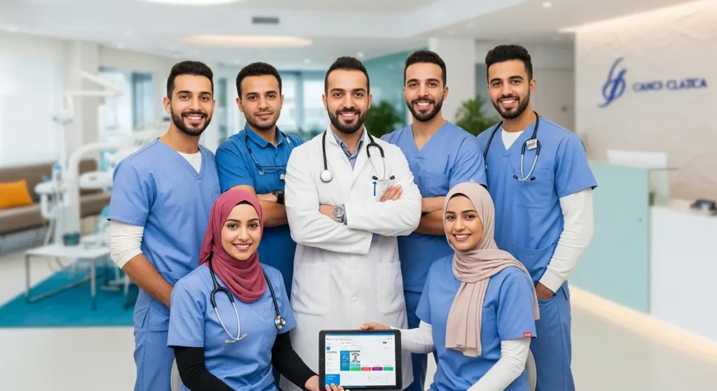 Équipe professionnelle multidisciplinaire d'une clinique dentaire marocaine spécialisée en tourisme médical