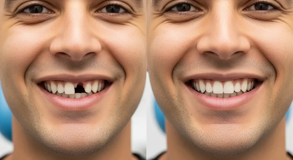 Résultat d'implant dentaire à Casablanca - sourire naturel et esthétique après traitement complet