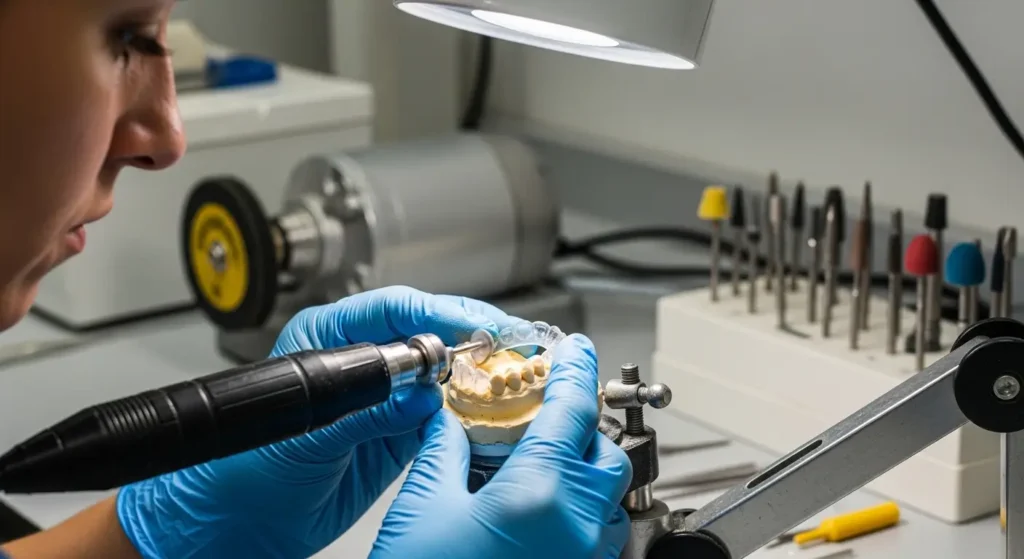 Fabrication d'une gouttière dentaire sur mesure dans un laboratoire prothétique marocain