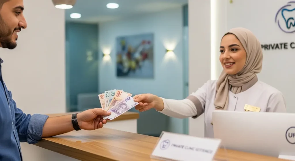 Paiement d'un détartrage dentaire dans un cabinet privé au Maroc