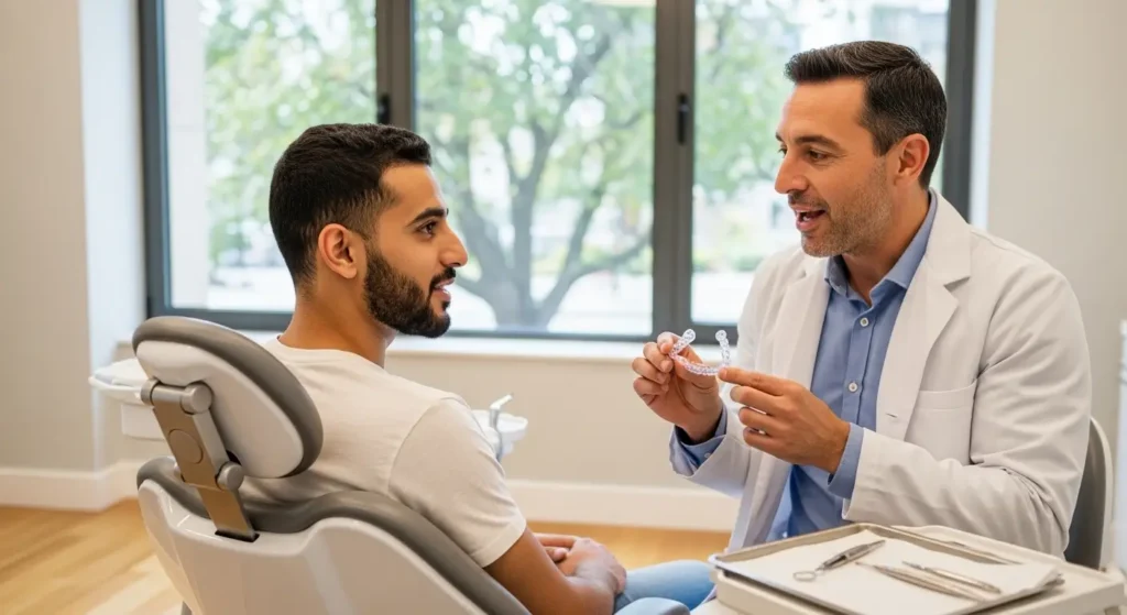 Patient marocain consultant un dentiste pour le prix d'une gouttière dentaire