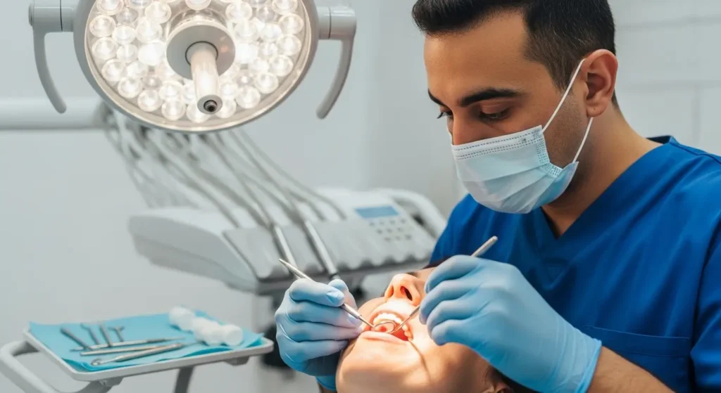 Dentiste à Kénitra réalisant un soin dentaire courant